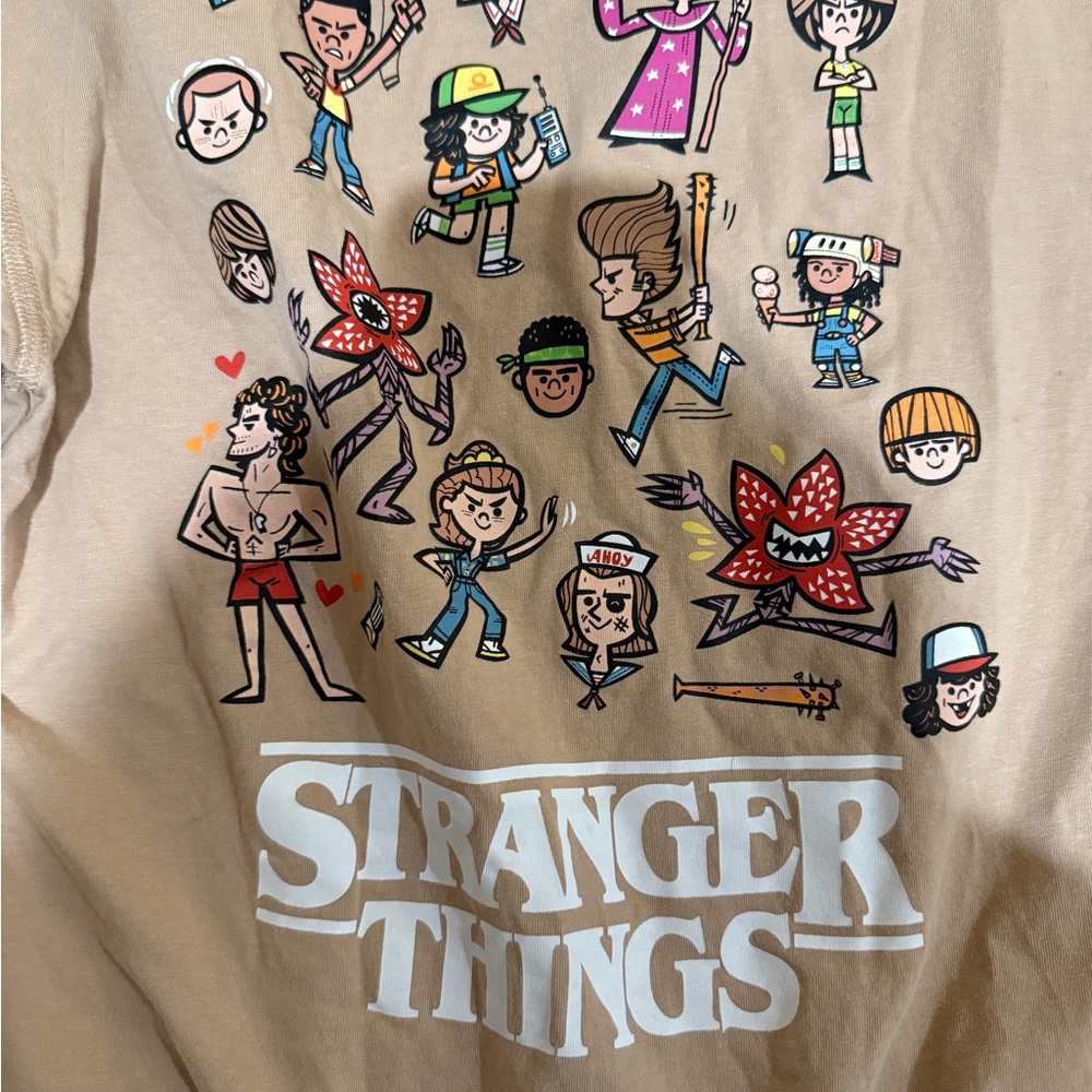 Zara Kids stranger things Tee - Beige with Multicolor Design